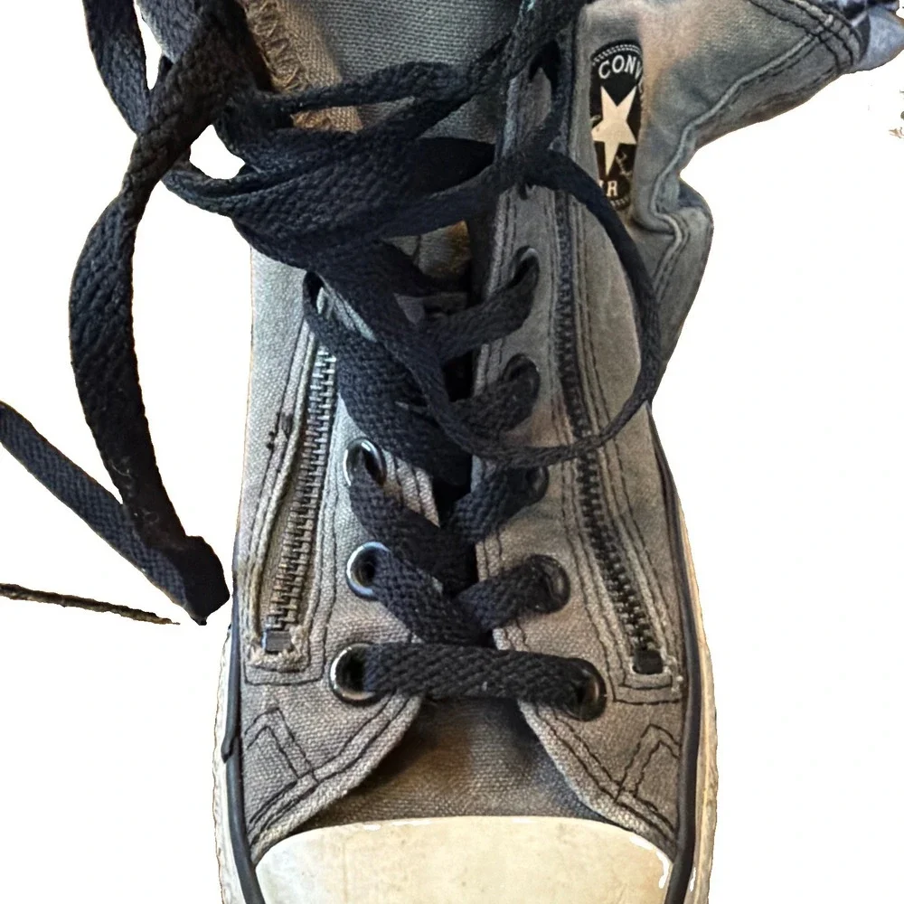 VTG, Converse,M 7.5 W 9.5,Grey,Chuck Taylor Double Zip High Top Sneakers,